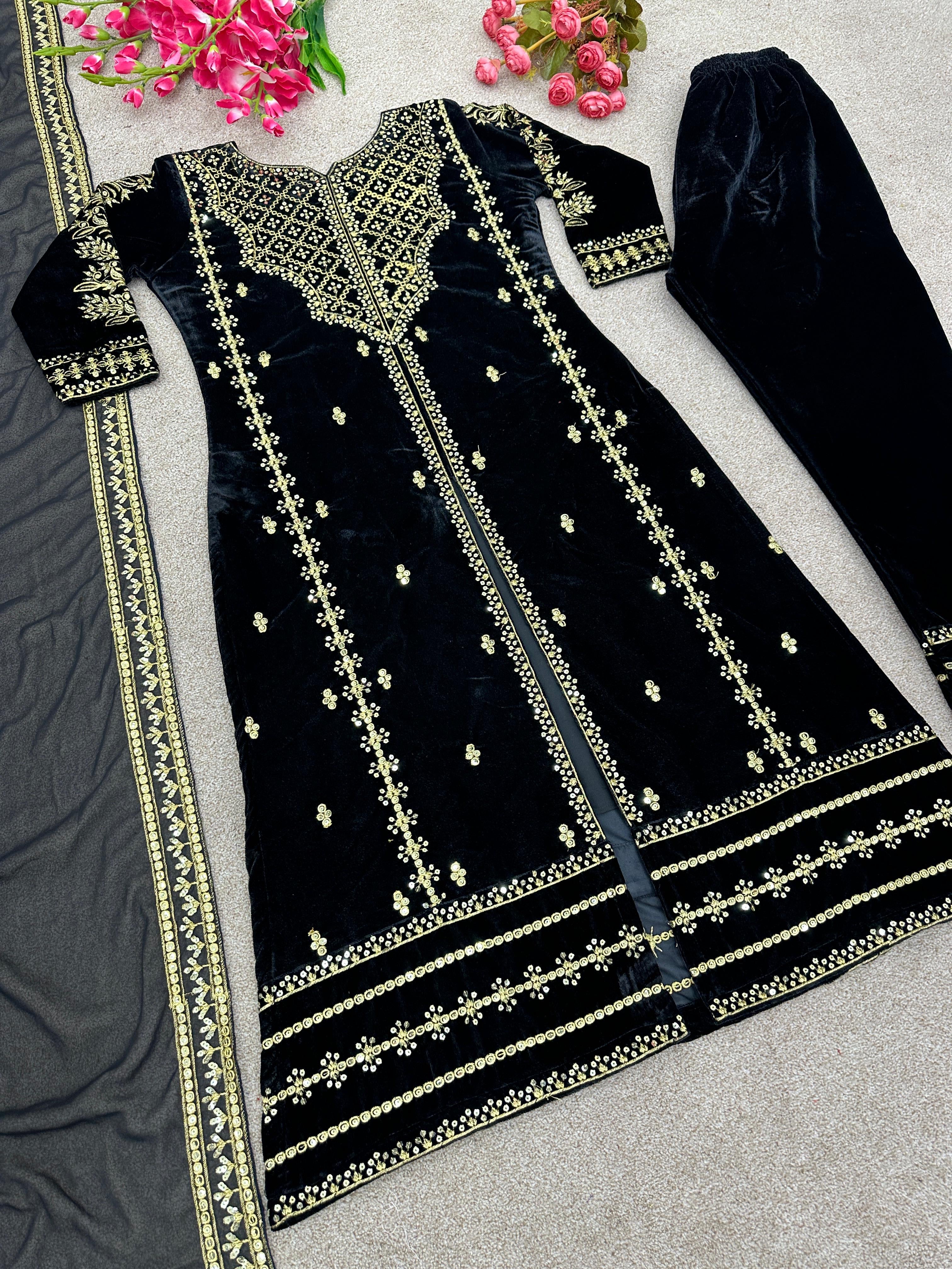 Designer Velvet Party Wear Set