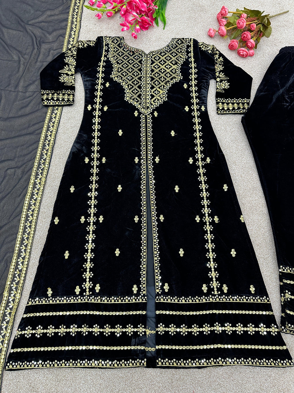 Designer Velvet Party Wear Set