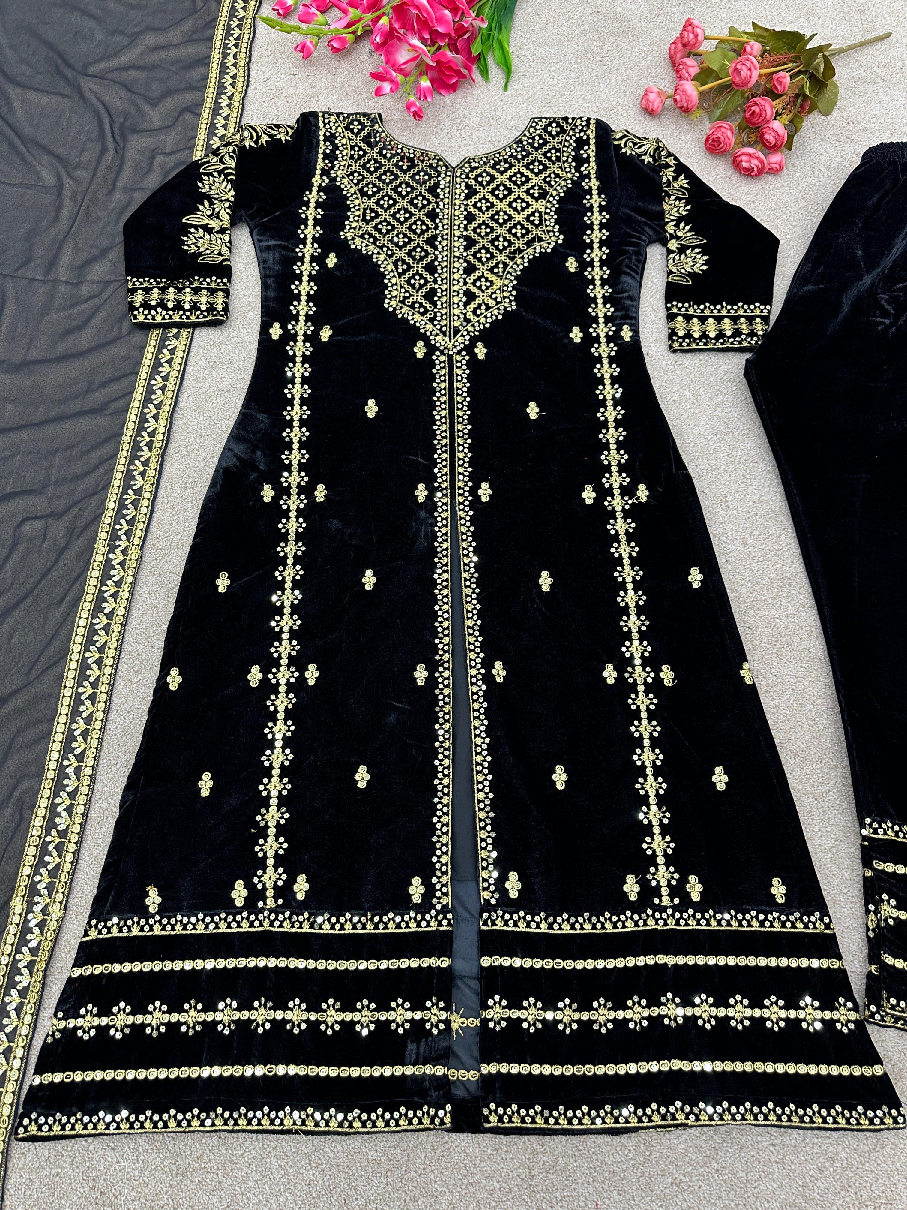 Designer Velvet Party Wear Set