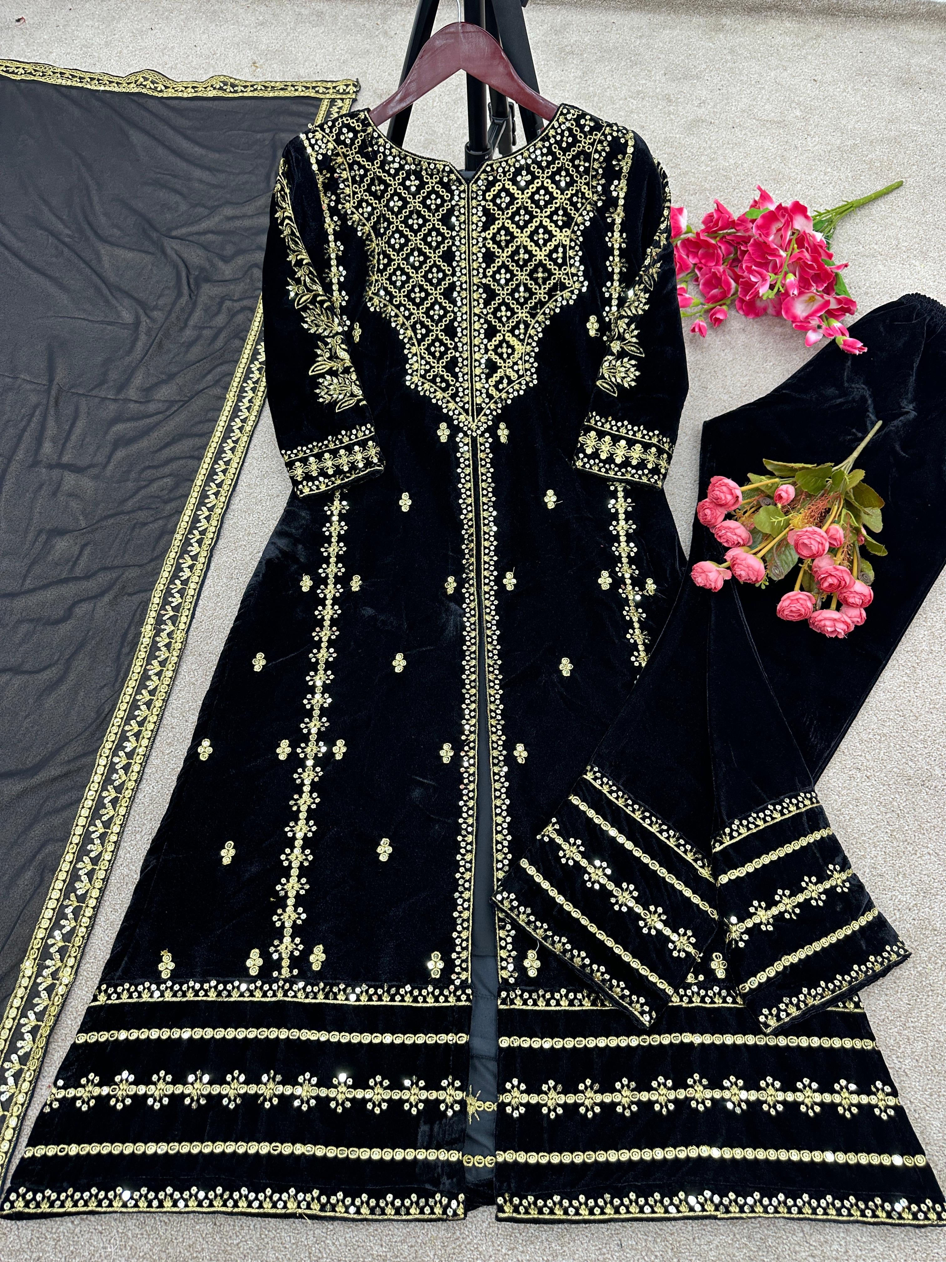 Designer Velvet Party Wear Set