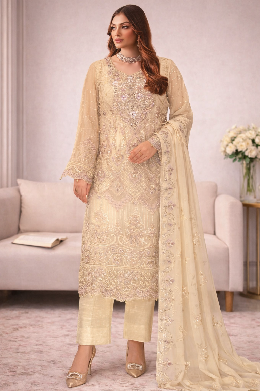 Designer Chiffon Embroidered Set