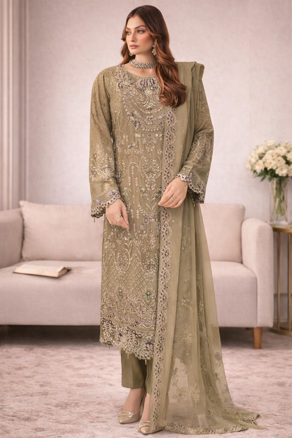 Designer Chiffon Embroidered Set