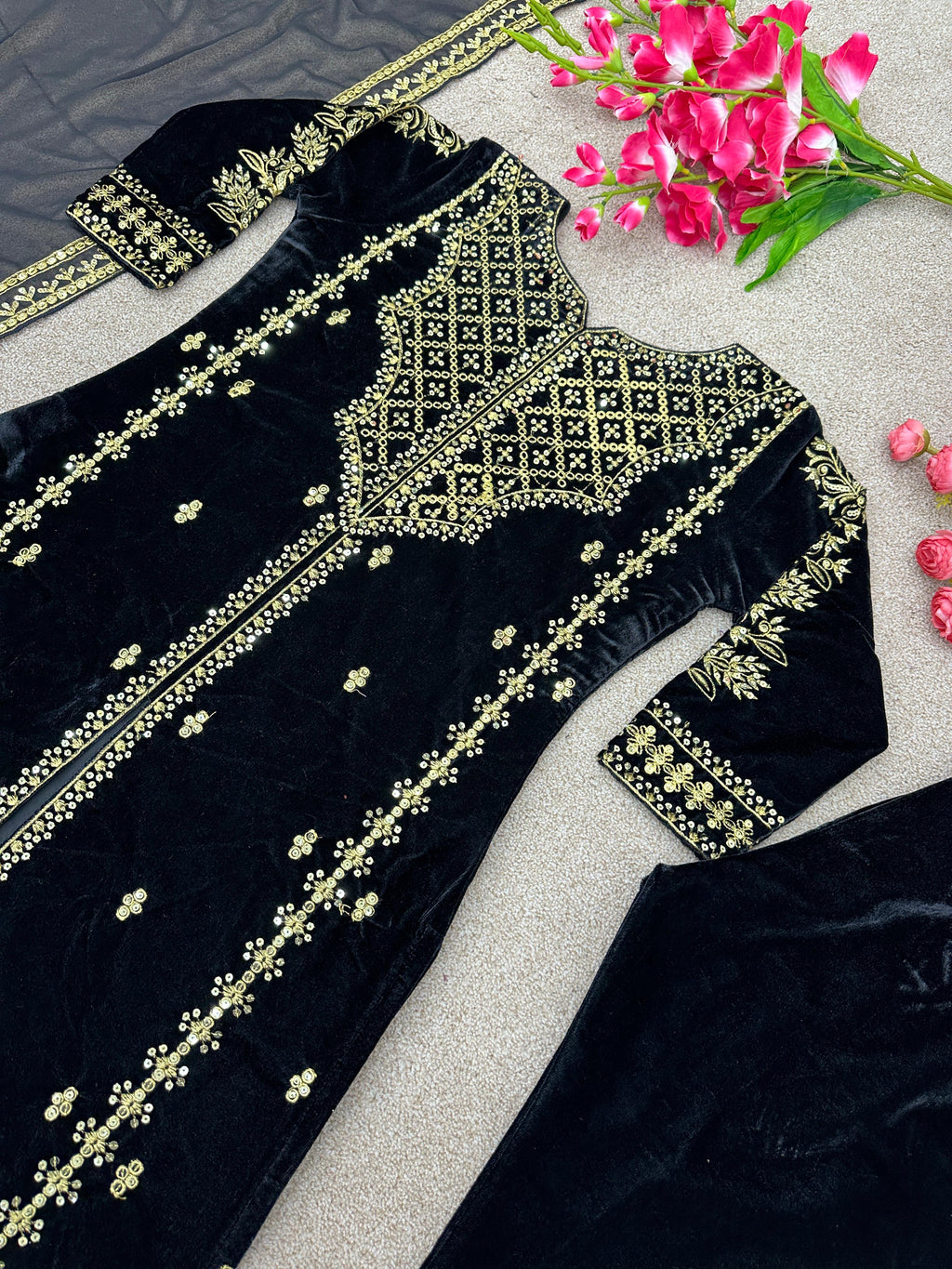 Designer Velvet Party Wear Set
