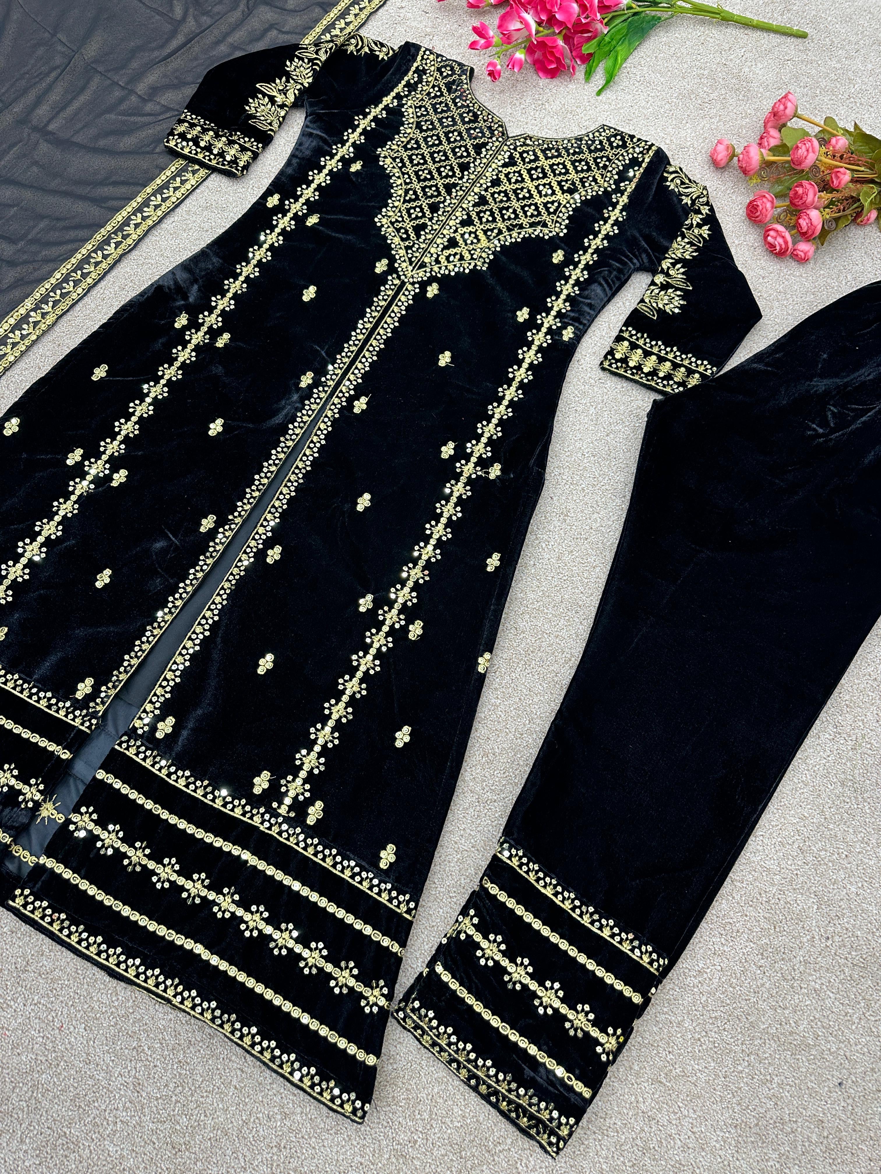 Designer Velvet Party Wear Set