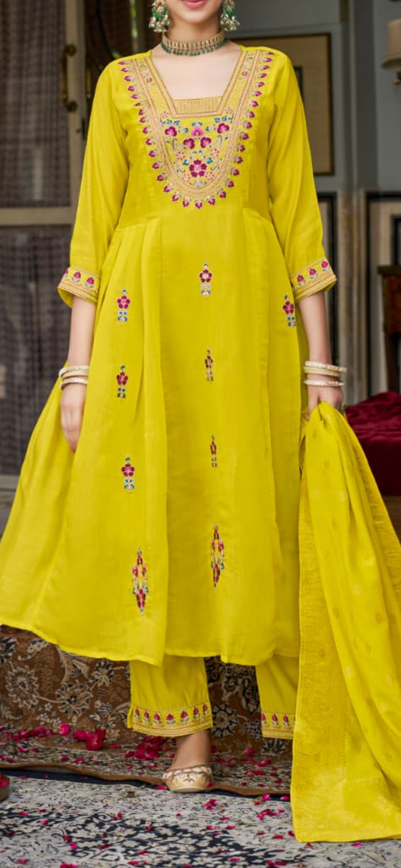 KARISSA – Festive Flared Top Pant Set with Dupatta