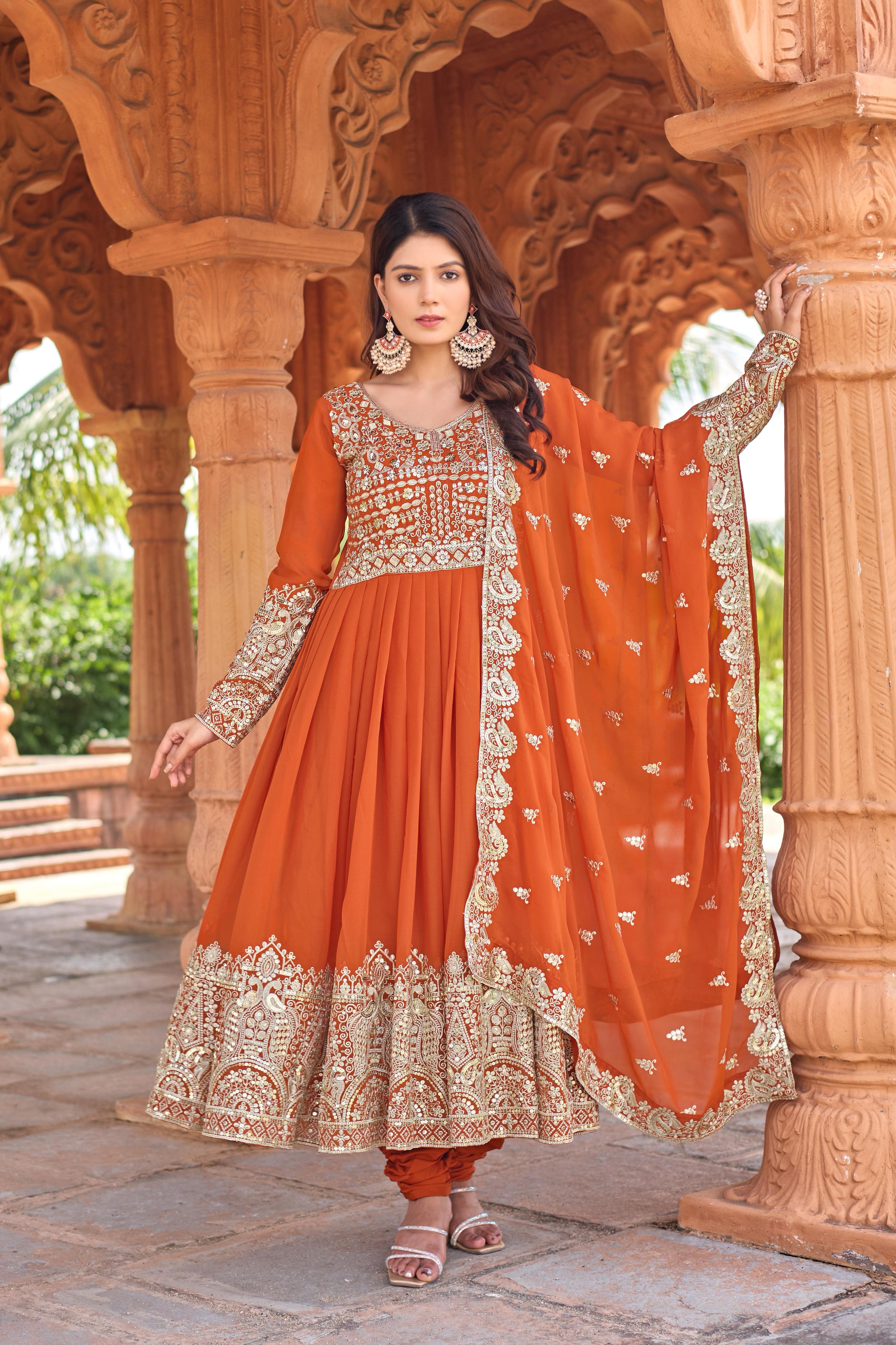 Party Wear Faux Georgette Anarkali Gown Set