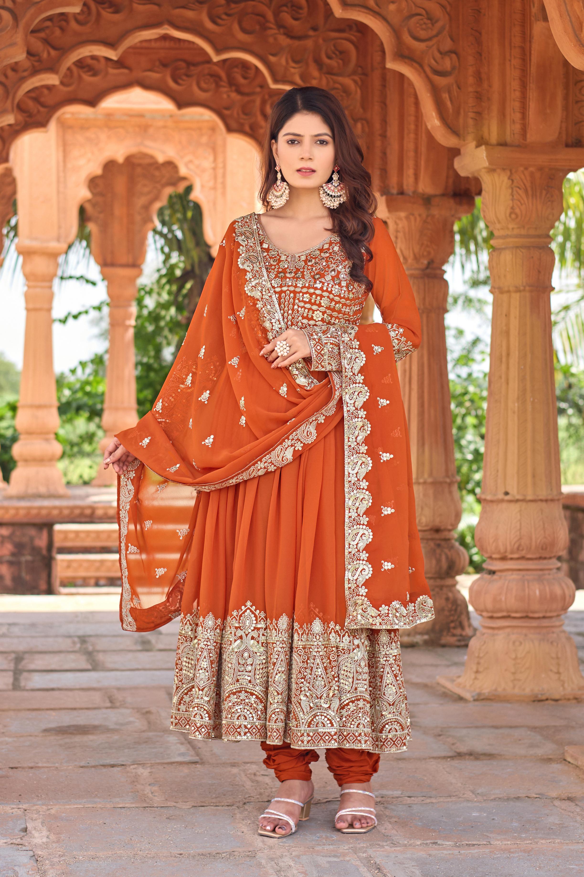 Party Wear Faux Georgette Anarkali Gown Set